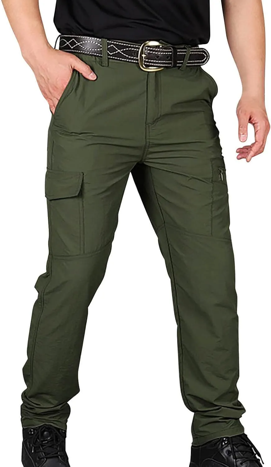 Men's Cargo Pants Multi-Pocket Zippered Slim Trousers Men's Chinos Men Chino Pants Slim Fit Stretch Bodycon Trousers