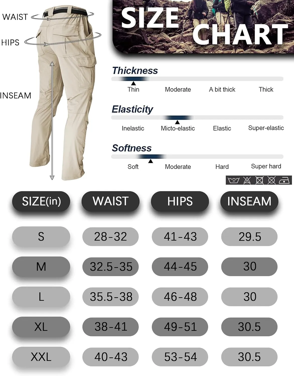 Men's Cargo Work Hiking Pants Lightweight Water Resistant Quick Dry Fishing Travel Camping Outdoor Breathable Multi Pockets