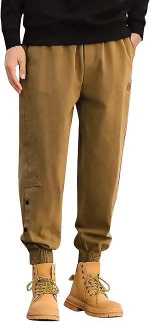 Mens Casual Pants Classic Fit Solid Military Combat Fashion Tapered Pant Drawstring Lightweight Comfortable Workout Trousers