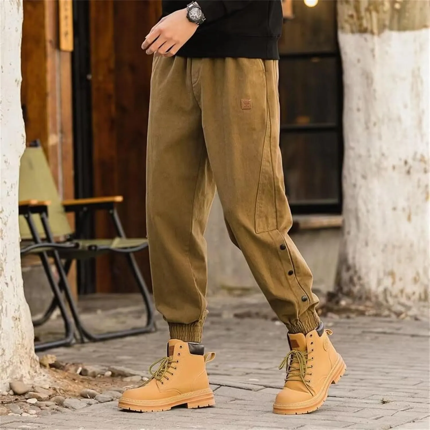 Mens Casual Pants Classic Fit Solid Military Combat Fashion Tapered Pant Drawstring Lightweight Comfortable Workout Trousers