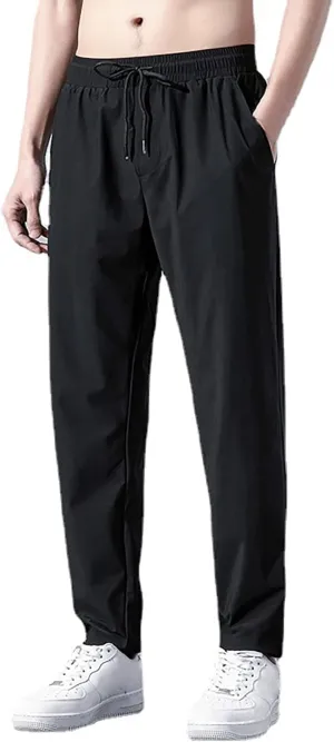 Mens Casual Pants for Work Mens Cotton Casual Beach Men's Slim-Fit Wrinkle- Flat-Front Chino Straight Fit Twill Pant
