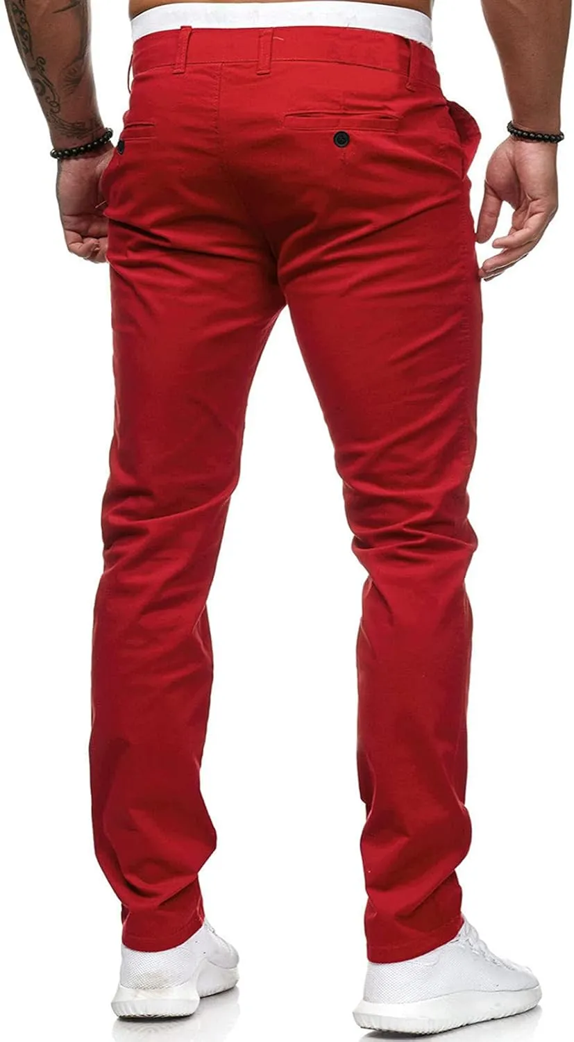 Men's Chino Pants Classic-Fit Casual Stretch Trousers Straight-Fit Wrinkle-Resistant Pants Casual Slim-Fit Pants