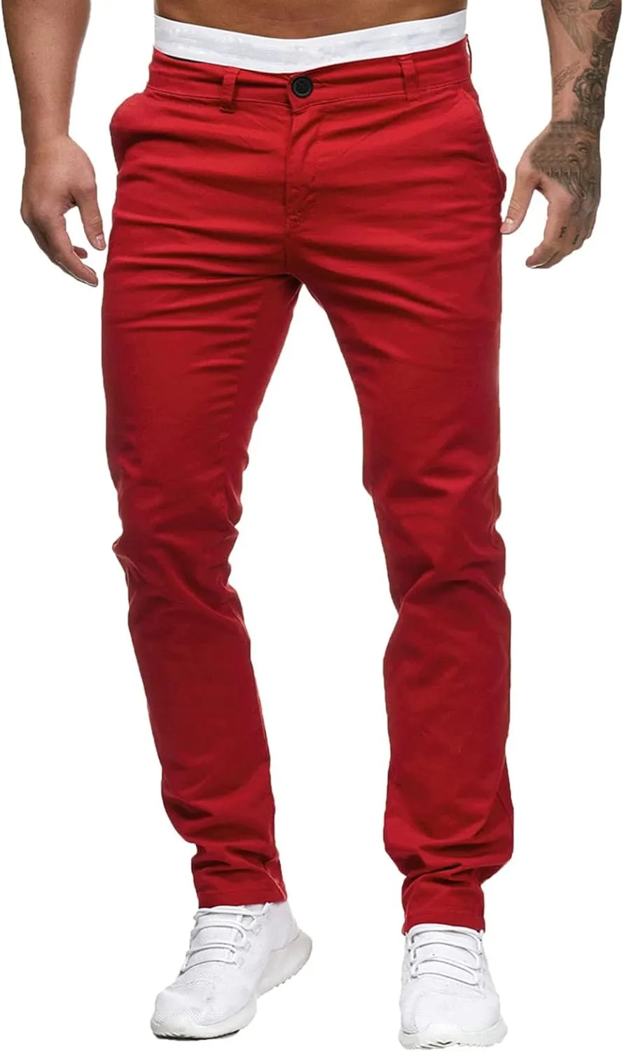 Men's Chino Pants Classic-Fit Casual Stretch Trousers Straight-Fit Wrinkle-Resistant Pants Casual Slim-Fit Pants