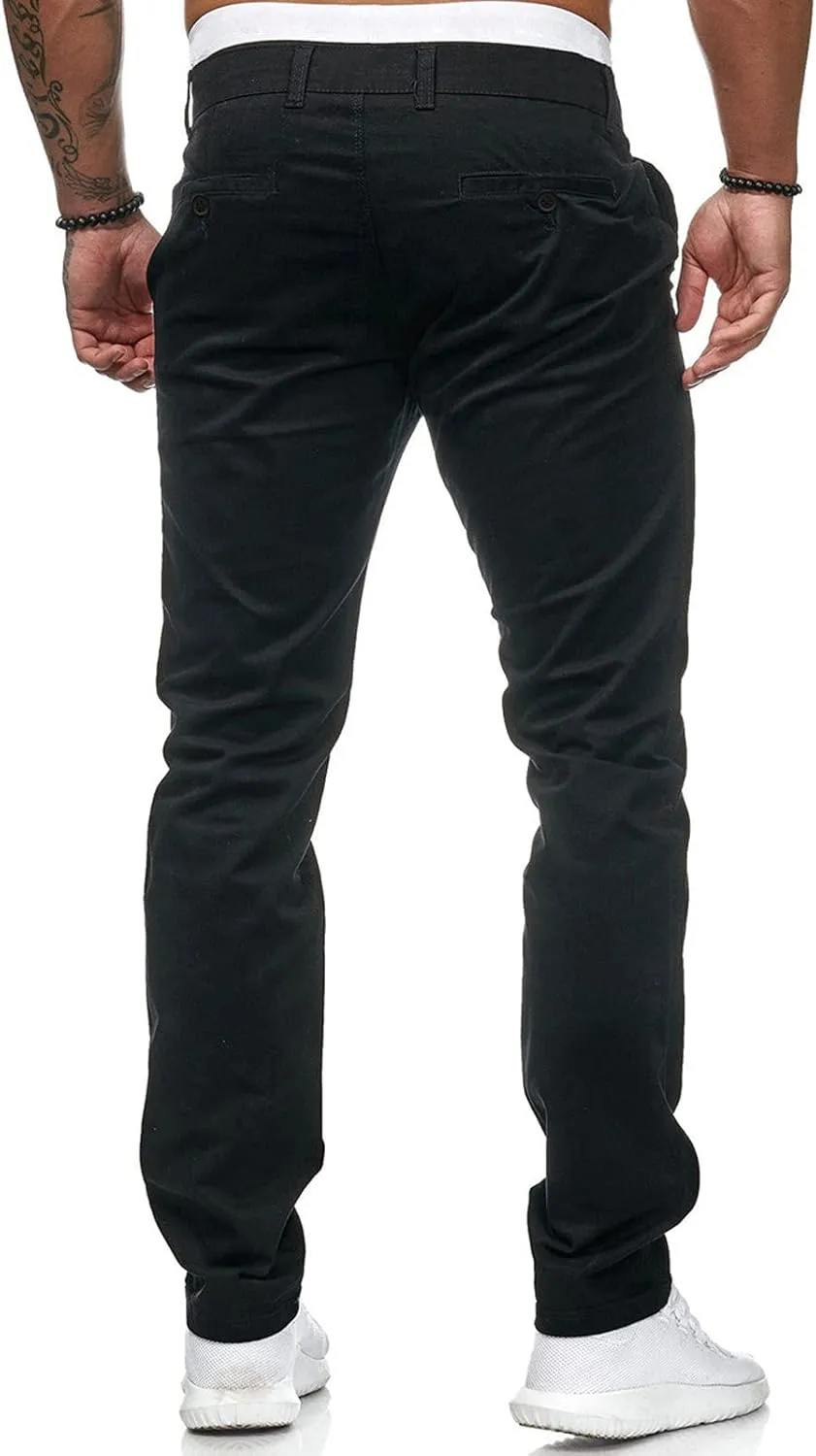 Men's Chino Pants Classic-Fit Casual Stretch Trousers Straight-Fit Wrinkle-Resistant Pants Casual Slim-Fit Pants