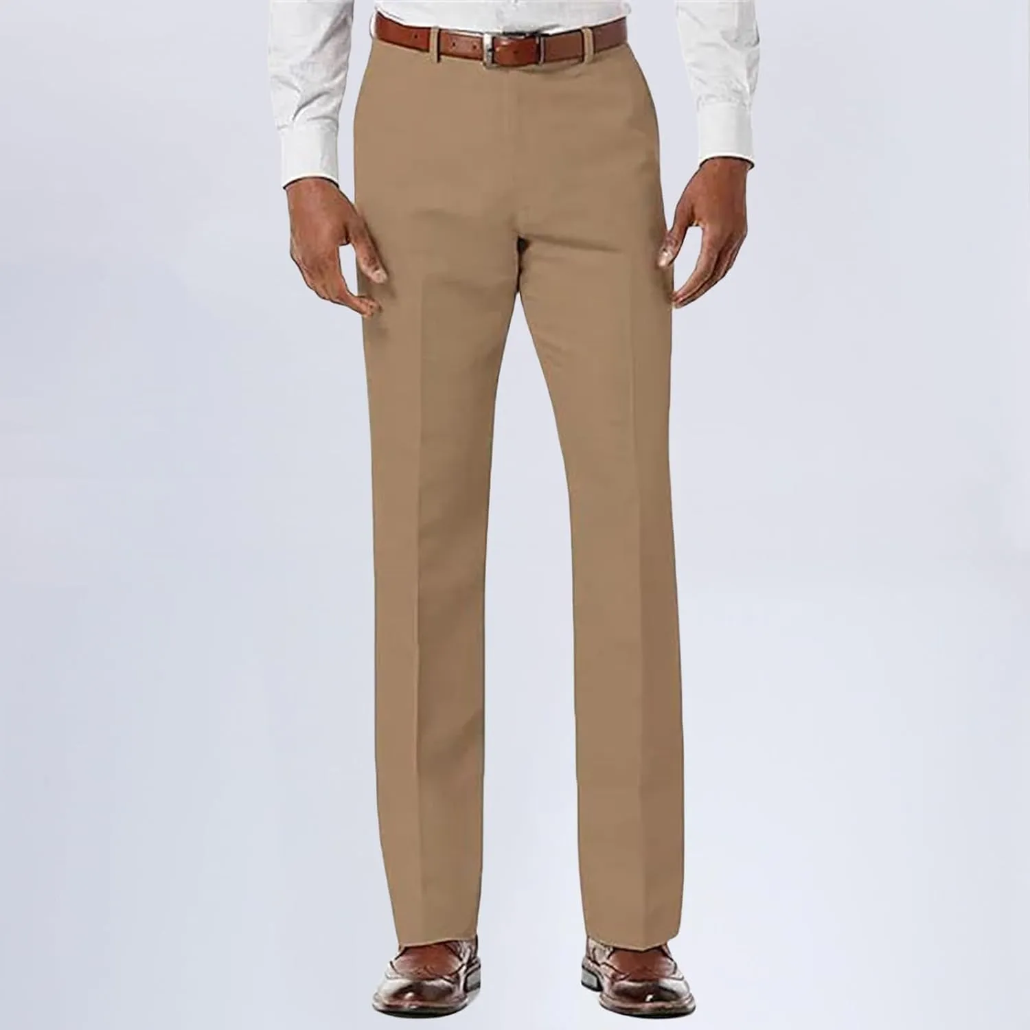 Men's Classic Trousers Slim Fit Straight Leg Pants Lightweight Stretchy Casual Pants Spring Simple Stylish Trousers