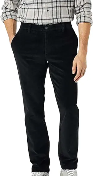 Mens Corduroy Pants Straight Legs Elastic Waist Vintage Casual Classic Stylish Slim Fit Pant Outdoor Business Trousers