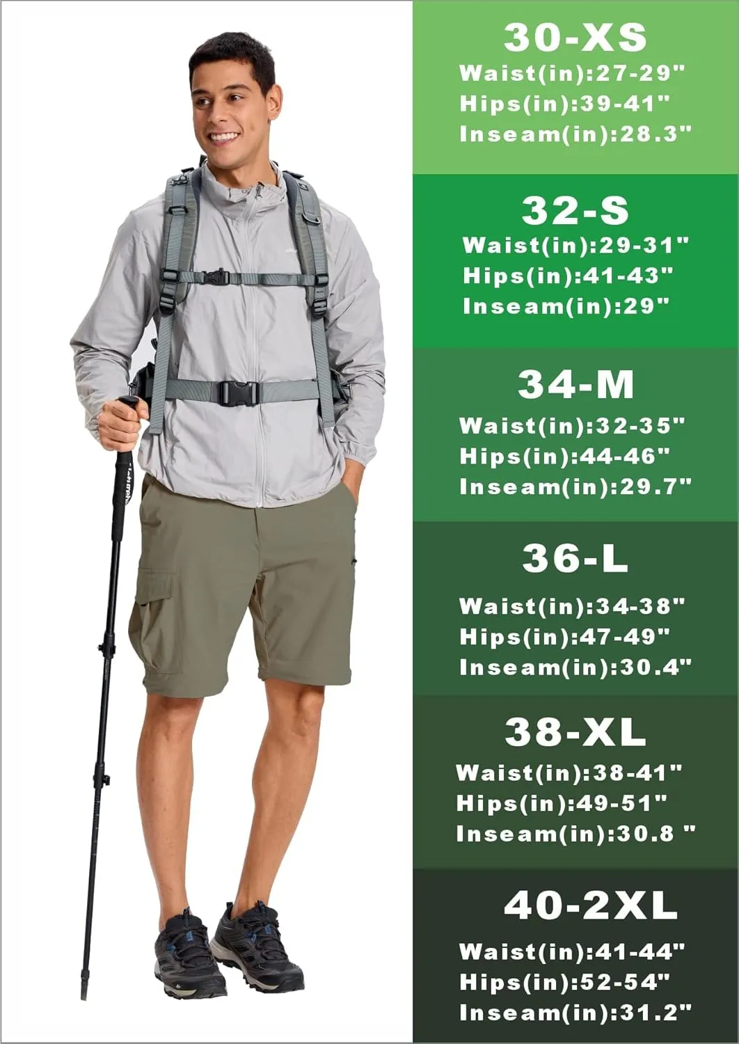 Mens Hiking Cargo Pants Lightweight Quick Dry Convertible Zip Off Waterproof Travel Fishing Climbing Work Pants for Men