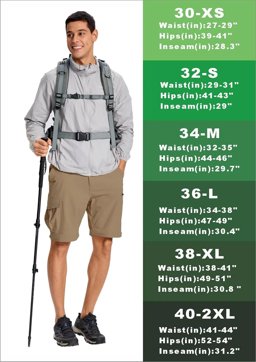 Mens Hiking Cargo Pants Lightweight Quick Dry Convertible Zip Off Waterproof Travel Fishing Climbing Work Pants for Men