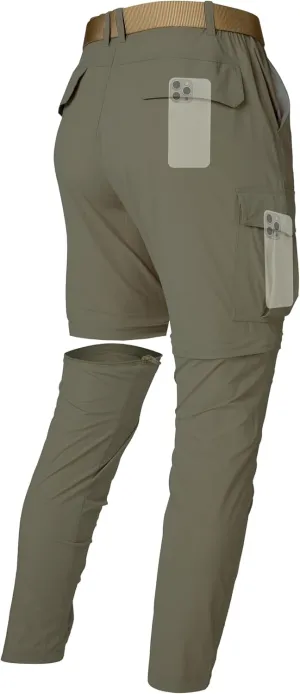 Mens Hiking Cargo Pants Lightweight Quick Dry Convertible Zip Off Waterproof Travel Fishing Climbing Work Pants for Men