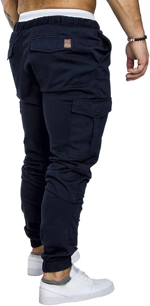 Mens Jogger Pants Running Workout Athletic Cargo Sweatpants Slim Fit Casual Chino Trousers with Pockets