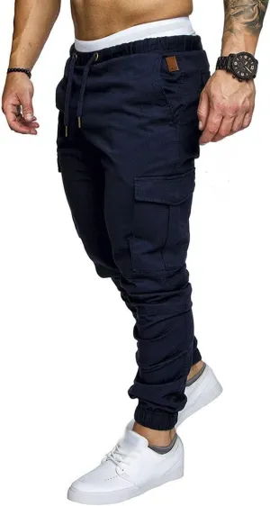 Mens Jogger Pants Running Workout Athletic Cargo Sweatpants Slim Fit Casual Chino Trousers with Pockets