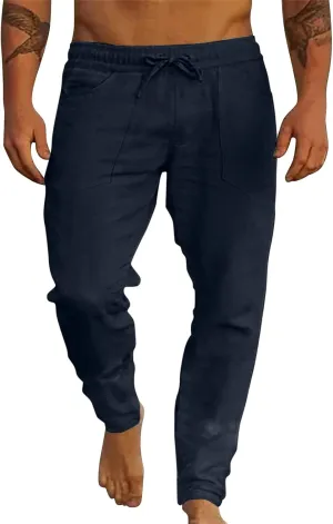 Men's Pants Casual Slim Fit Fashion Beach 2024 Drawstring Baggy Black Work Pants Men Stretch Men's Pants Elastic Waistband Chino Comfy Elastic Waist 2024 Work Loose Mens Sweatpants Tall