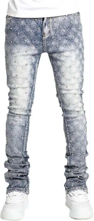 Men's Slim Fit Skinny Stacked Rhinestone Jeans Stretch Fit Stylish Streetwear Causal Y2K Denim Pants