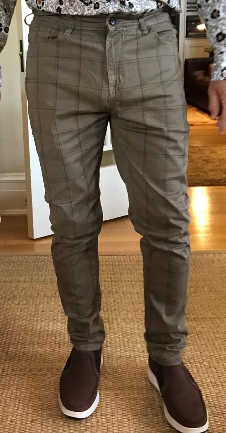 Mens Stretch Slim Fit Plaid Dress Pants,Mens Casual Black Flat-Front Skinny Comfy Business Chino Pants with Pocket