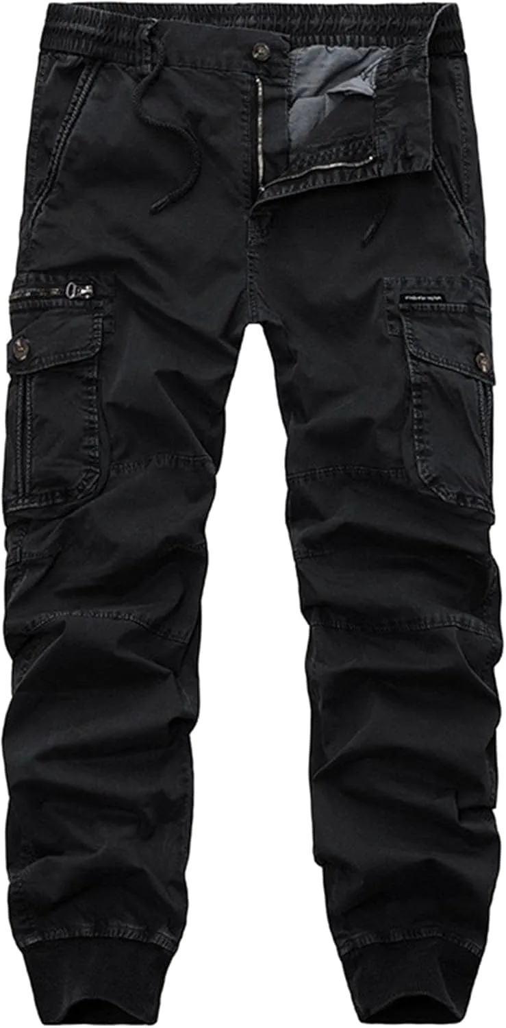 Men's Stylish Slim Fit Twill Pants Stretch Joggers Outdoor Pants Straight Leg Casual Tapered Trousers