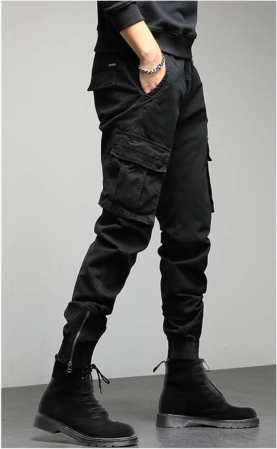 Men's Stylish Slim Fit Twill Pants Stretch Joggers Outdoor Pants Straight Leg Casual Tapered Trousers