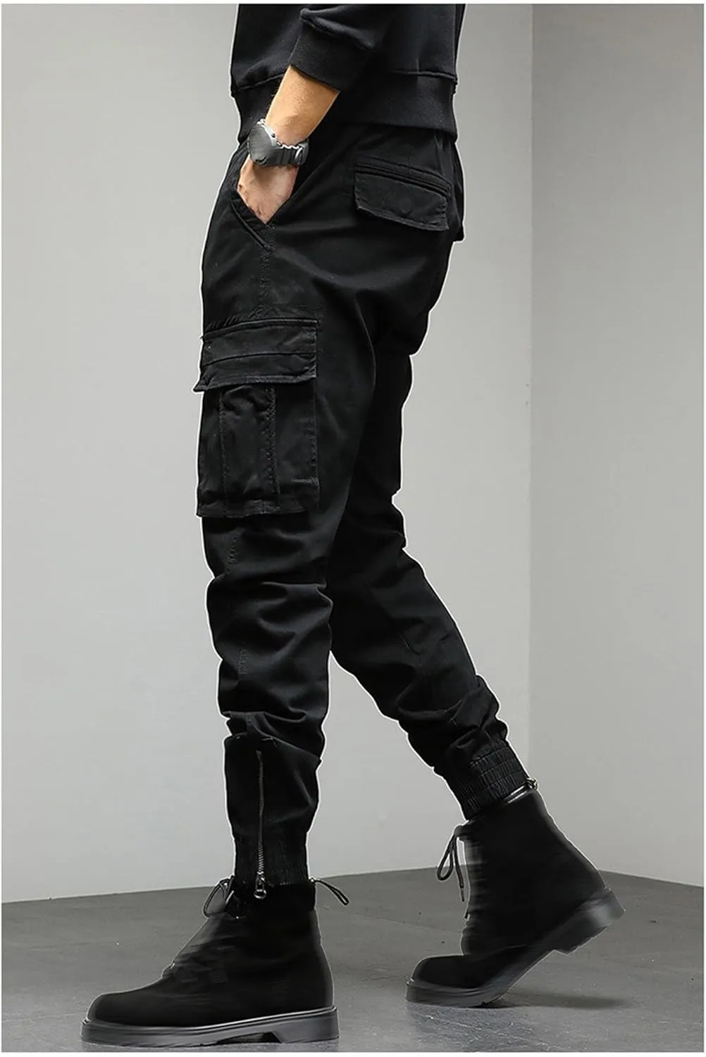 Men's Stylish Slim Fit Twill Pants Stretch Joggers Outdoor Pants Straight Leg Casual Tapered Trousers
