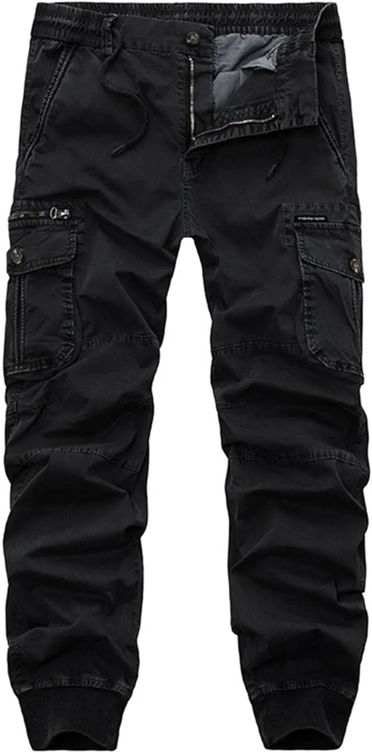 Men's Stylish Slim Fit Twill Pants Stretch Joggers Outdoor Pants Straight Leg Casual Tapered Trousers