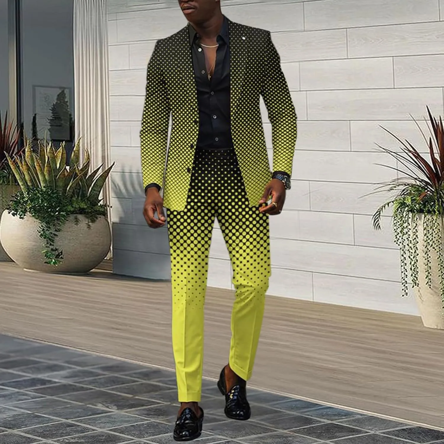 Mens Stylish Suit Sets Slim Fit 3 Button Blazer Jacket and Pants Wedding Prom Tuxedo Set Casual Business Suit Sets