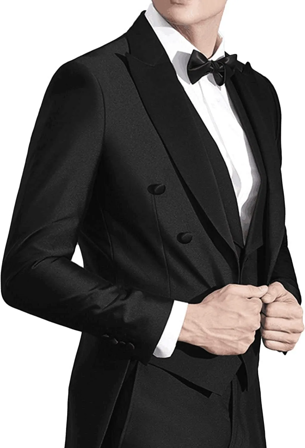 Men's Tailcoat 3 Pieces Formal Stylish Suits Prom Tuxedos Tail Coat Wedding Groomsmen(Blazer Vest Pants)