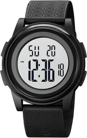 Mens Watch Ultra-Thin Digital Sports Watch Minimalist Waterproof Digital Watches Men with Wide-Angle Display Rubber Strap Wrist Watch for Men 1206