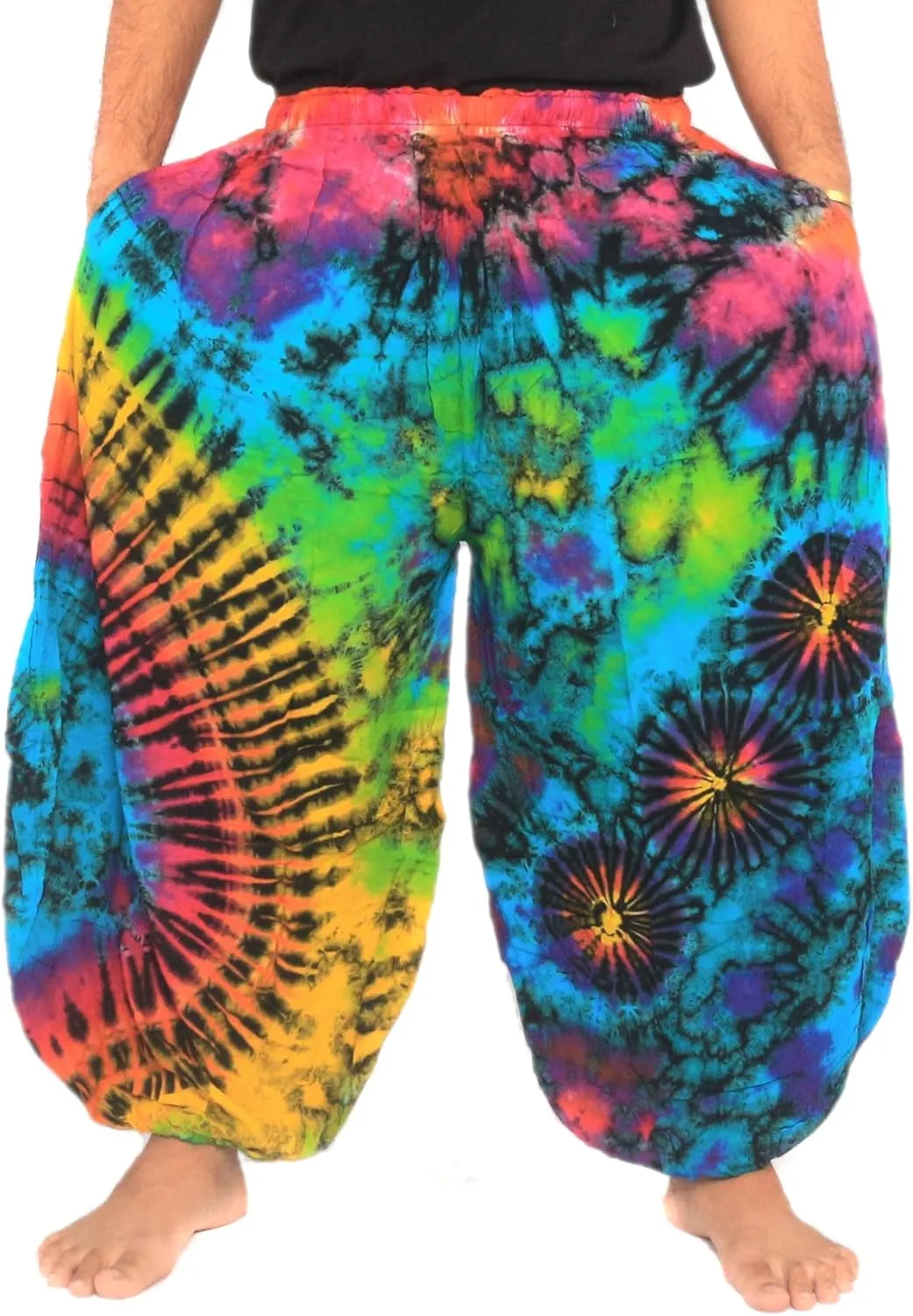 Men's Women's Tie Dye Harem Balloon Pants  Wide Leg, Loose Fit, Elasticated Waistband, Lounge Wear