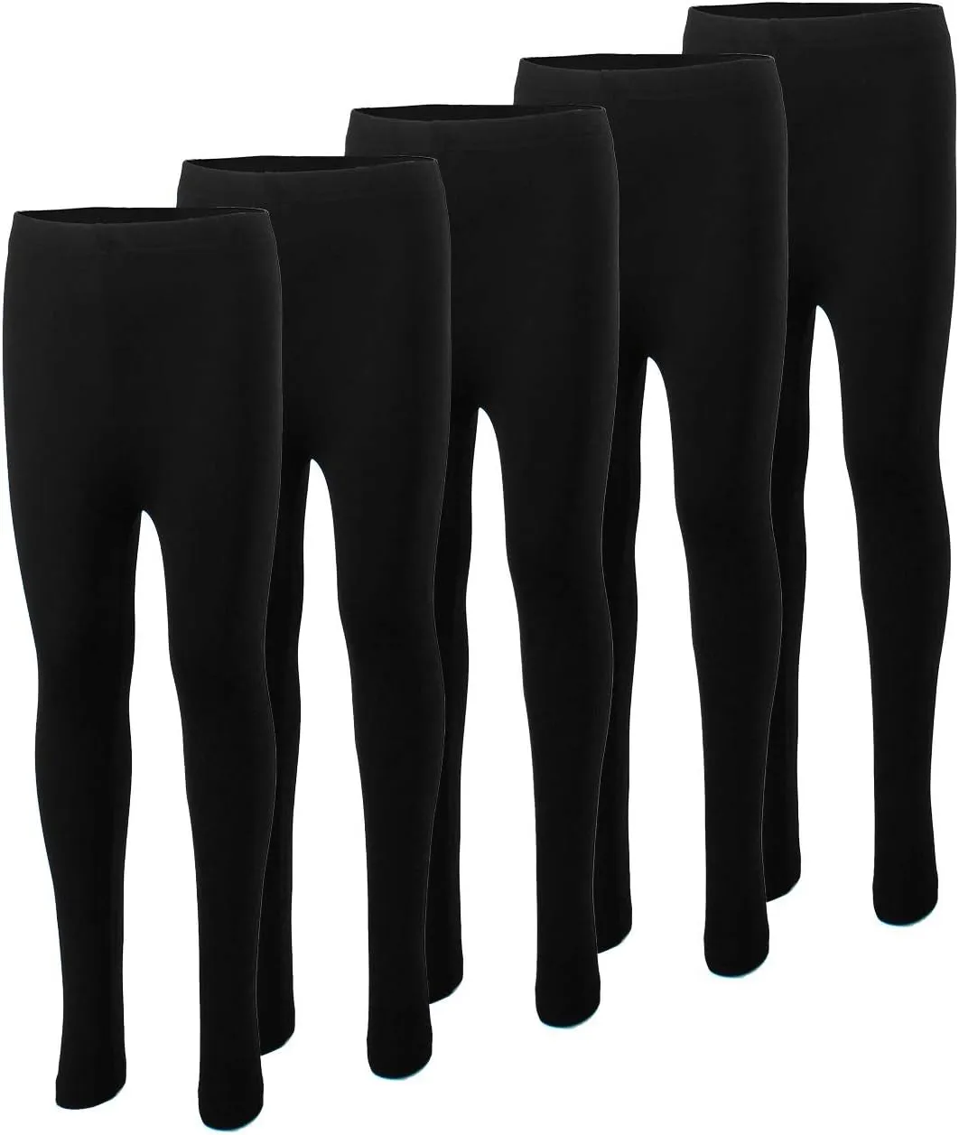 MISS POPULAR 5-Pack Girls Leggings Sizes 4-16 Soft Comfortable Cotton Spandex with Elastic Waistband Many Colors