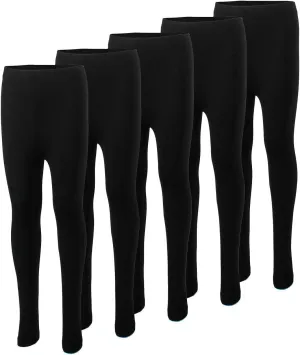 MISS POPULAR 5-Pack Girls Leggings Sizes 4-16 Soft Comfortable Cotton Spandex with Elastic Waistband Many Colors