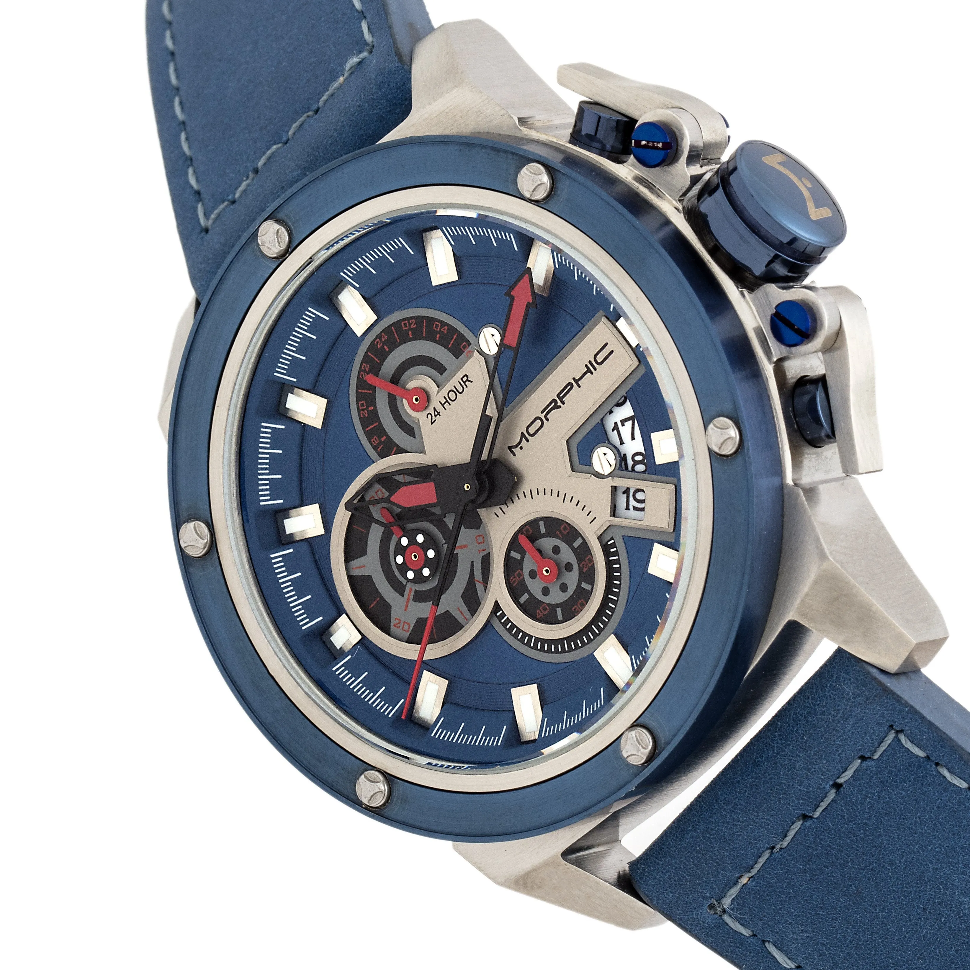 Morphic M81 Series Chronograph Leather-Band Watch w/Date