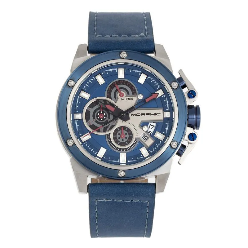 Morphic M81 Series Chronograph Leather-Band Watch w/Date
