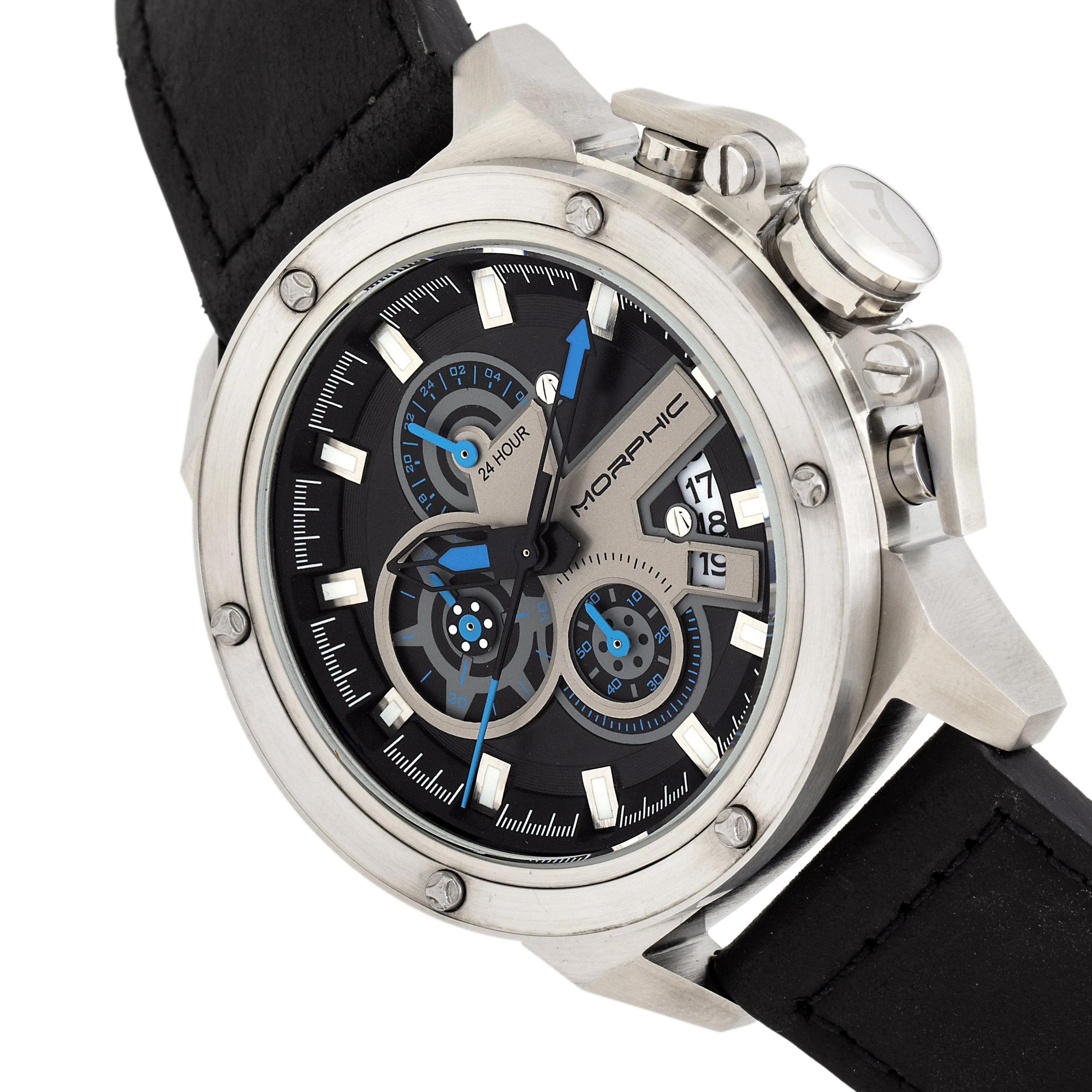 Morphic M81 Series Chronograph Leather-Band Watch w/Date