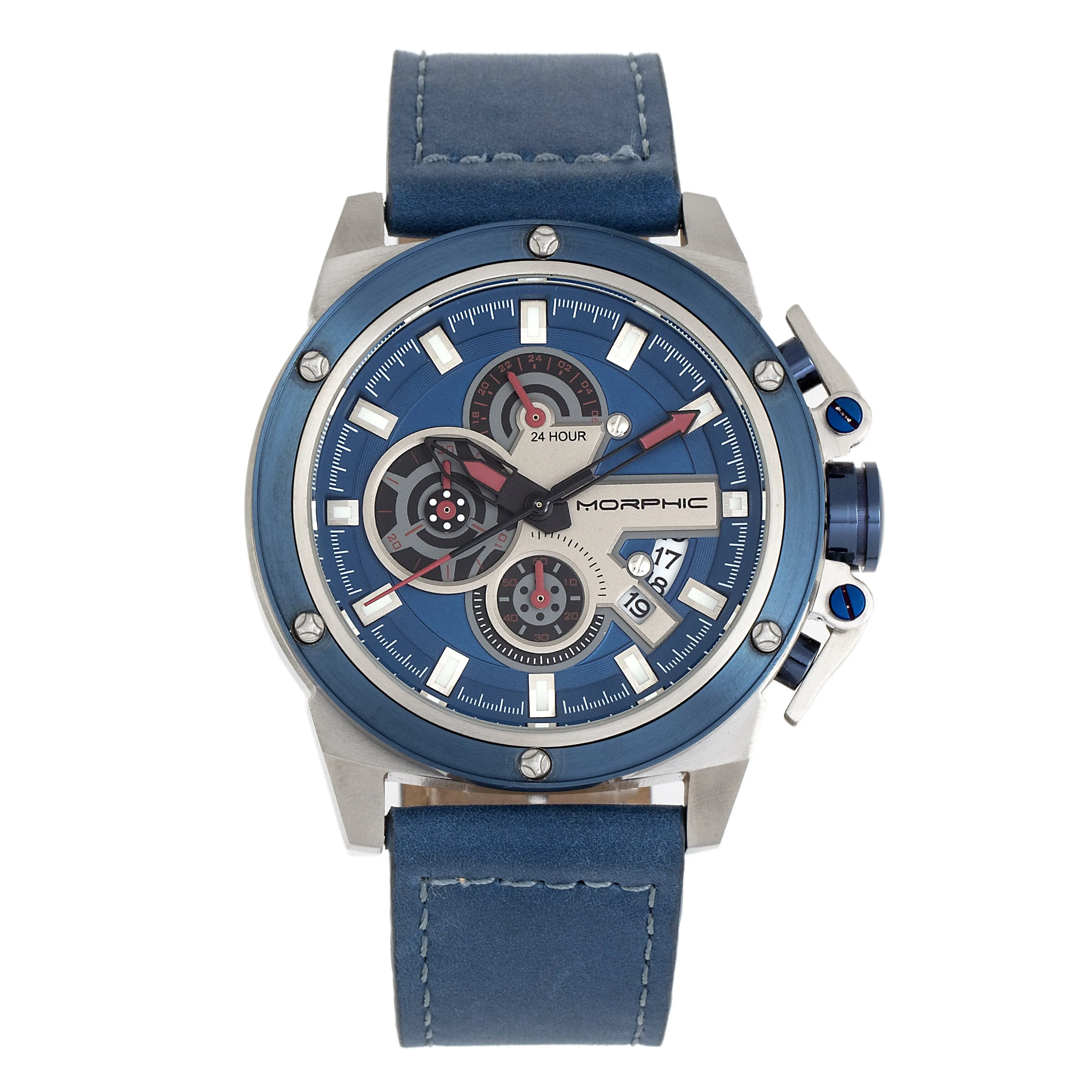 Morphic M81 Series Chronograph Leather-Band Watch w/Date