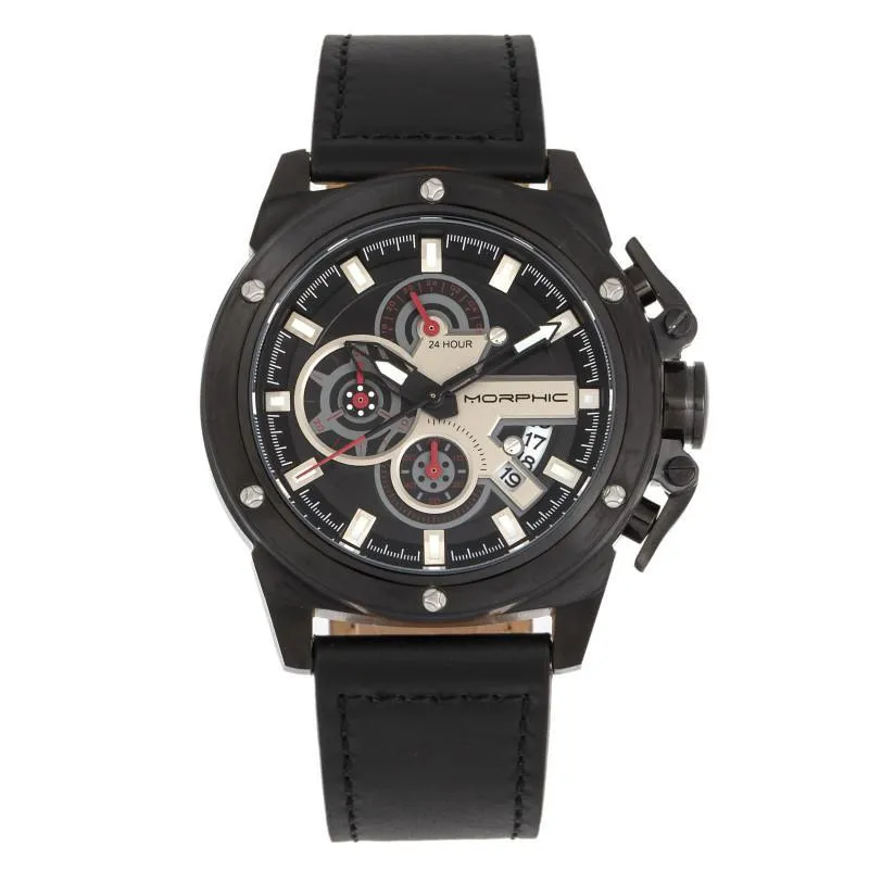 Morphic M81 Series Chronograph Leather-Band Watch w/Date