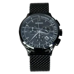 Movado Men's Circa Chronograph Black Case, Black Mesh Band