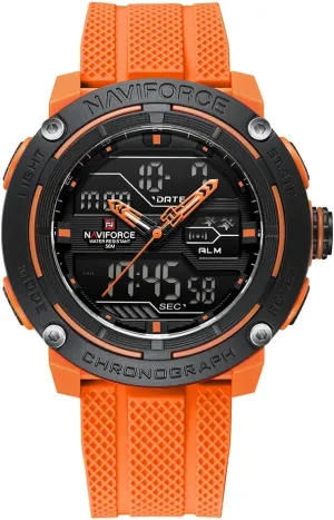 NAVIFORCE 5ATM Waterproof Sport Watches for Men Silicone Band Quartz Analog Digital Alarm Clock Chronograph Luminous Wristwatch