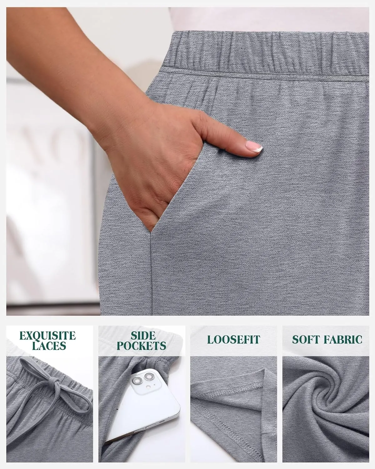 Neer 3 Pack Women's Plus Size Wide Leg Pants High Waisted Lounge Yoga Pants Baggy Drawstring Palazzo Sweatpants with Pockets