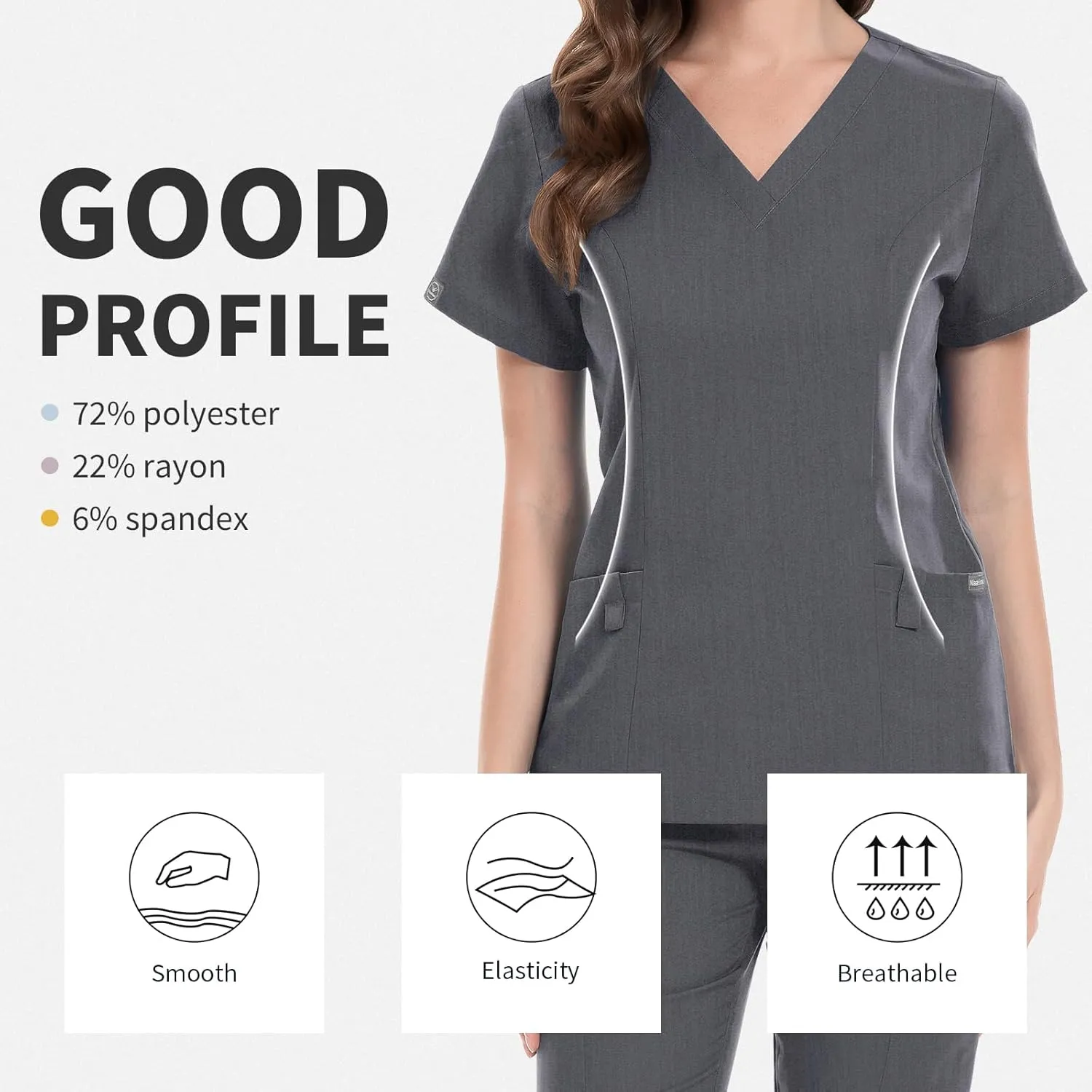 niaahinn Classic Scrub Set for Women - V-Neck Scrub Top & Stylish Scrub Jogger Pants with Multi Pocket Medical Uniform