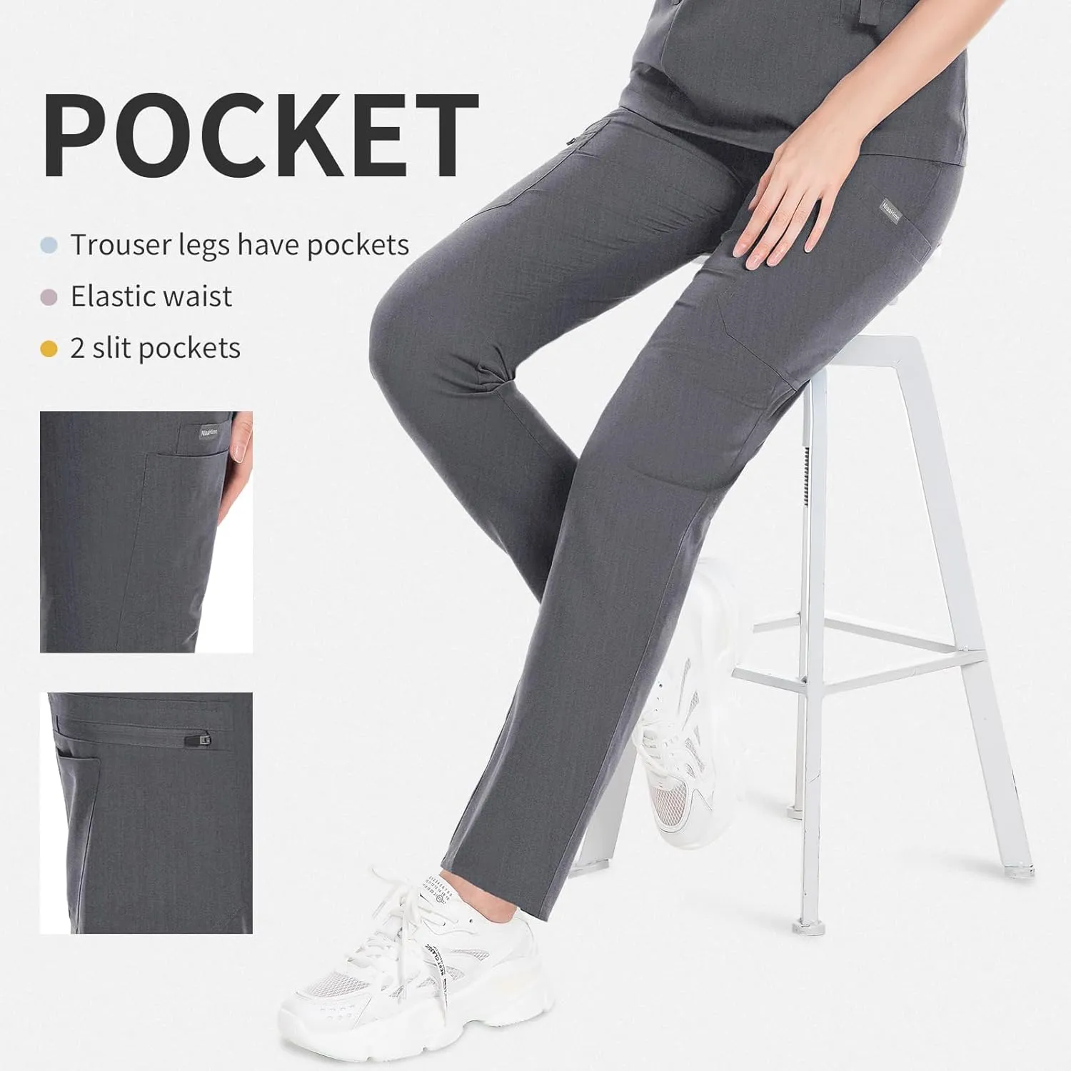 niaahinn Classic Scrub Set for Women - V-Neck Scrub Top & Stylish Scrub Jogger Pants with Multi Pocket Medical Uniform
