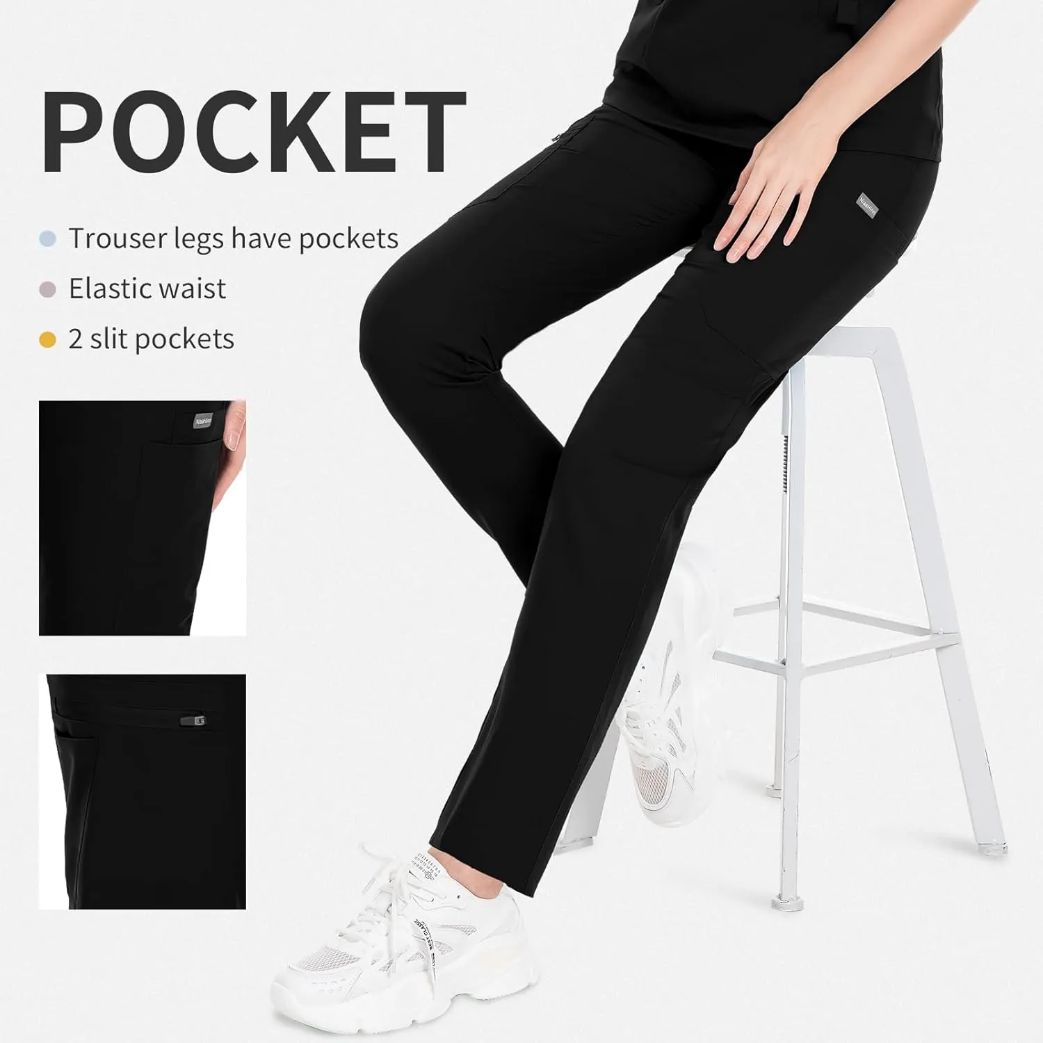 niaahinn Classic Scrub Set for Women - V-Neck Scrub Top & Stylish Scrub Jogger Pants with Multi Pocket Medical Uniform