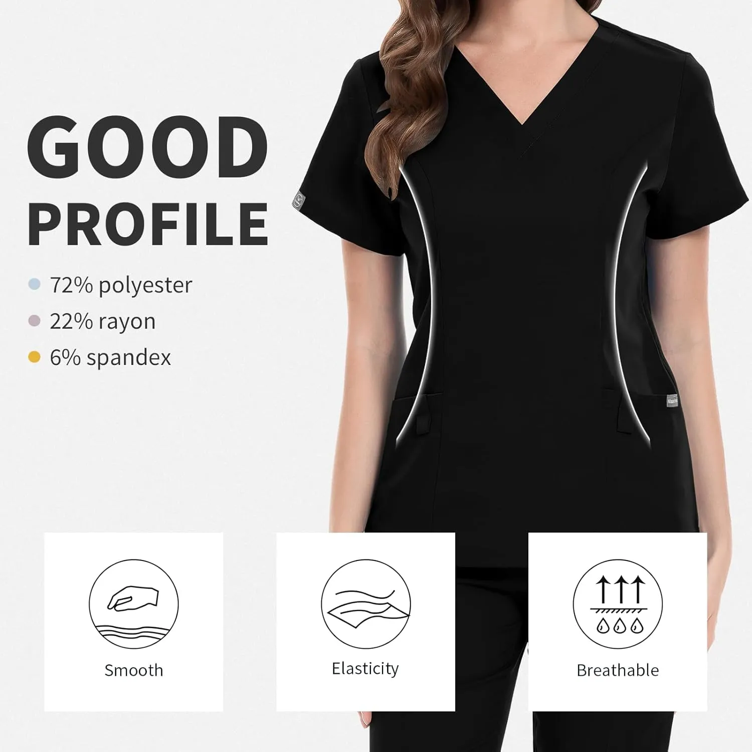 niaahinn Classic Scrub Set for Women - V-Neck Scrub Top & Stylish Scrub Jogger Pants with Multi Pocket Medical Uniform