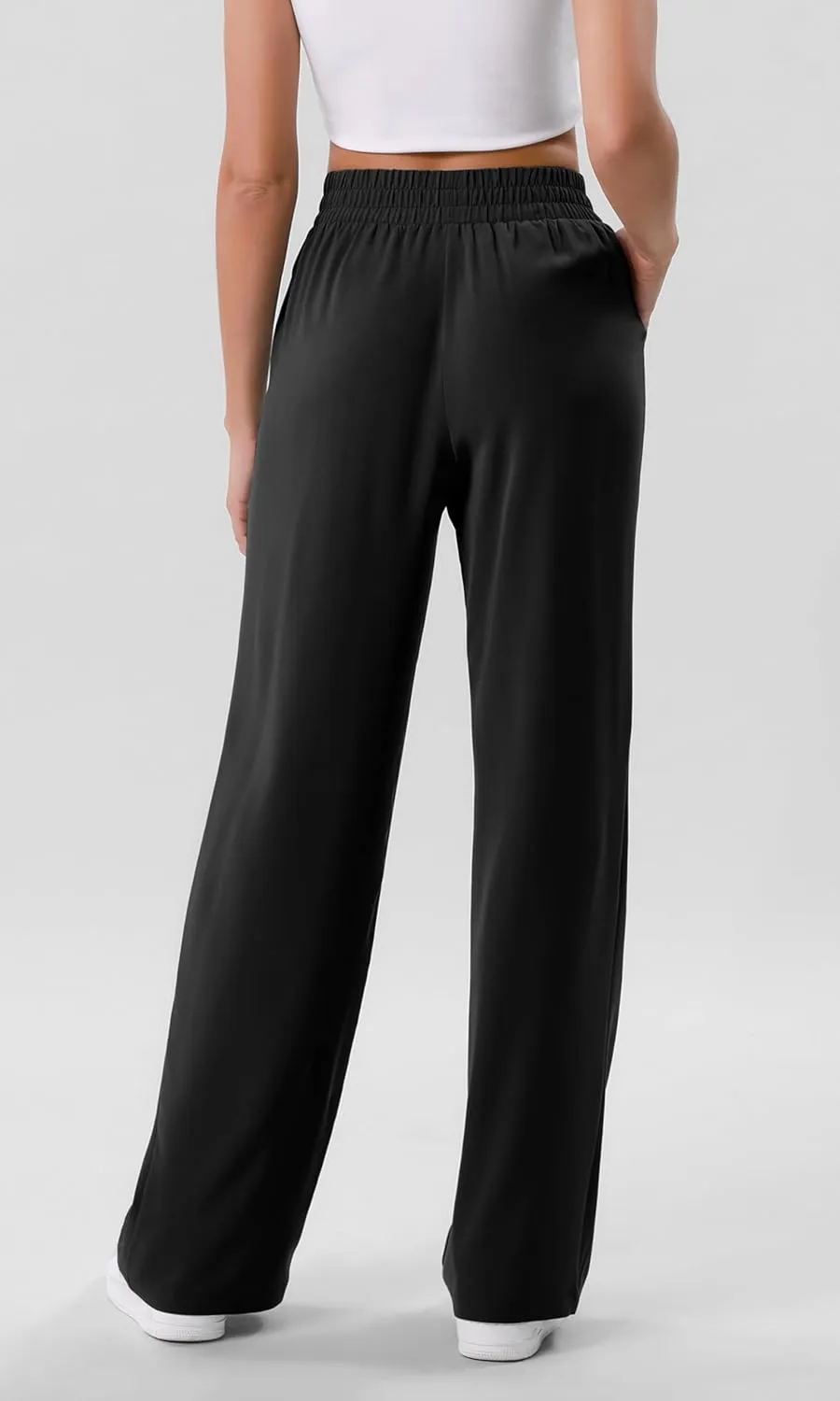 ODODOS Chiffon Flowy Wide Leg Pants for Women Lightweight High Waist Pull-On Pants with Pockets- 27" / 29" /31" Inseam
