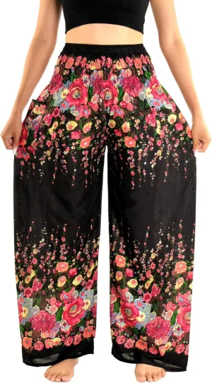 Orient Trail Open Ankle Wide Leg Harem Pants with Pocket -Yoga Flowy Pants for Women US Size 0-24
