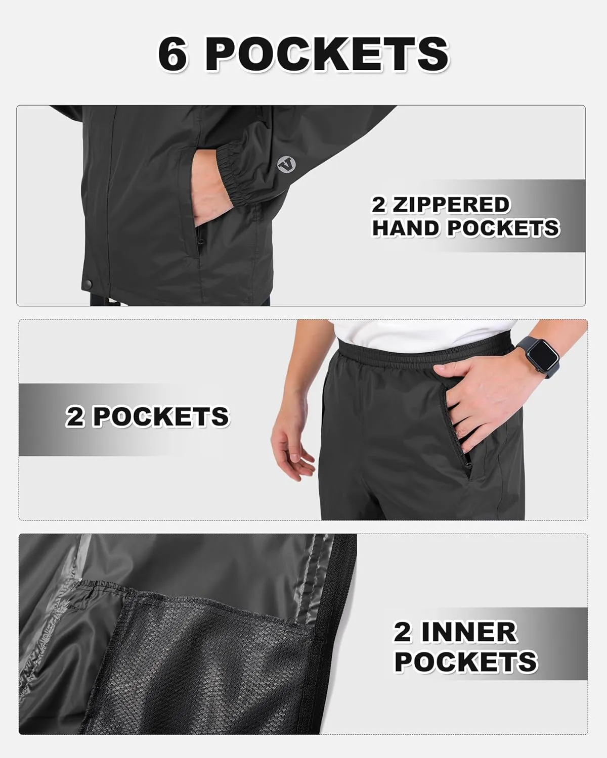 Outdoor Ventures Packable Rain Suit for Men Lightweight Waterproof Breathable Rain Gear for golf Rain Jacket Pants