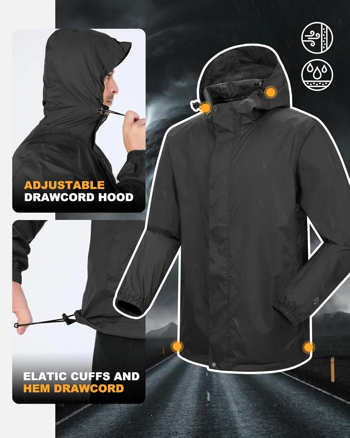 Outdoor Ventures Packable Rain Suit for Men Lightweight Waterproof Breathable Rain Gear for golf Rain Jacket Pants