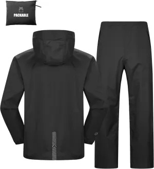 Outdoor Ventures Packable Rain Suit for Men Lightweight Waterproof Breathable Rain Gear for golf Rain Jacket Pants