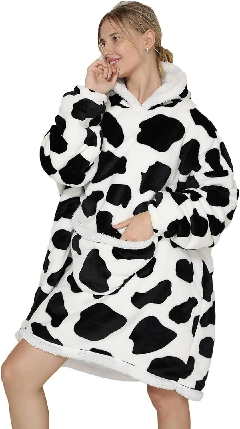 Oversized Blanket Hoodie for Women Men, Sherpa Fleece Wearable Blanket, Fluffy Giant Comfortable Hooded Sweatshirt