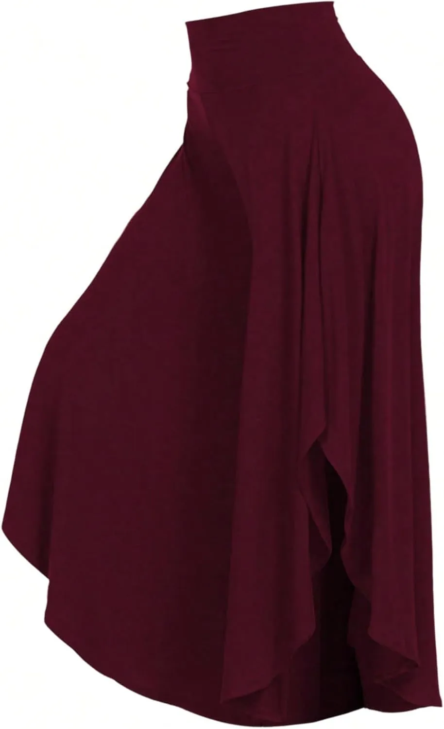 OYOANGLE Women's Plus Size High Waisted Asymmetrical Ruffle Hem Wide Leg Pants Flowy Palazzo Pants