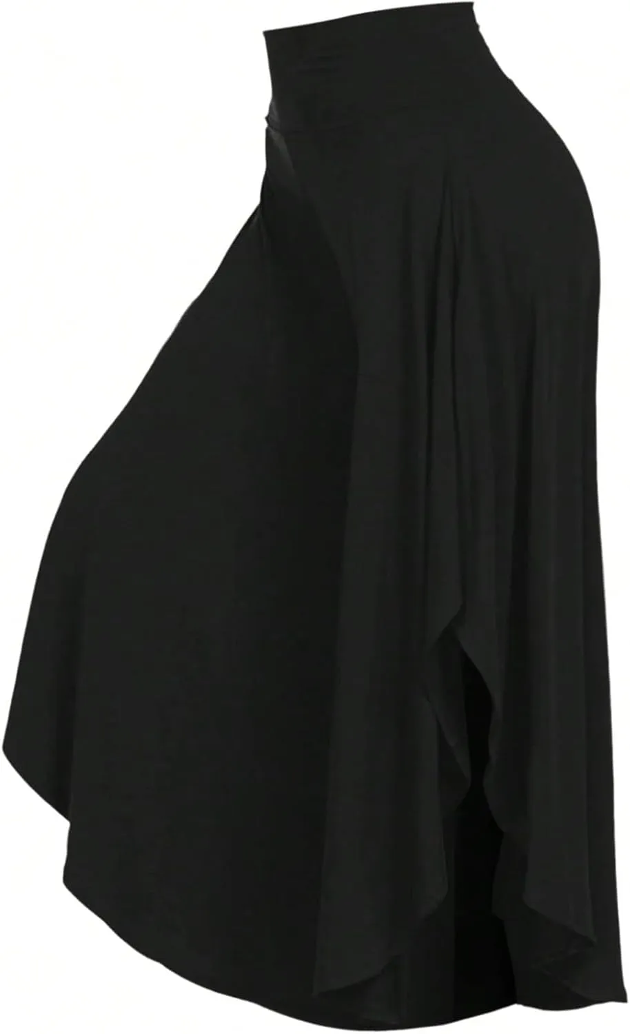 OYOANGLE Women's Plus Size High Waisted Asymmetrical Ruffle Hem Wide Leg Pants Flowy Palazzo Pants