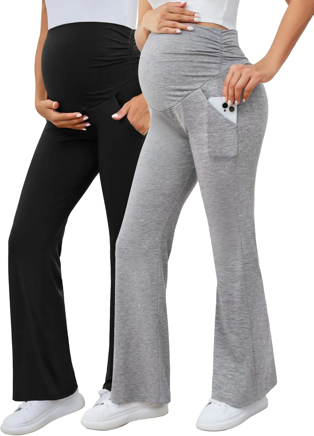 PACBREEZE Women's Maternity Pants Lounge Workout Joggers Over The Belly Pajama Sweatpants Stretchy Pregnancy Pants