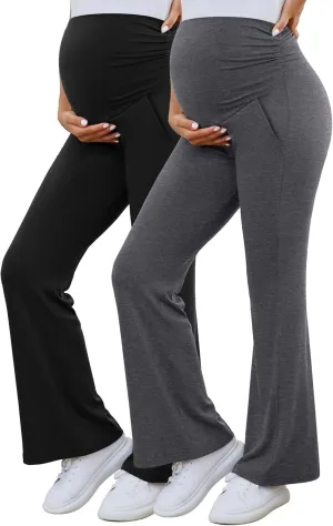 PACBREEZE Women's Maternity Pants Lounge Workout Joggers Over The Belly Pajama Sweatpants Stretchy Pregnancy Pants